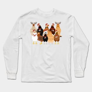 Cute Christmas Chickens Farm Animals Christmas Long Sleeve T-Shirt